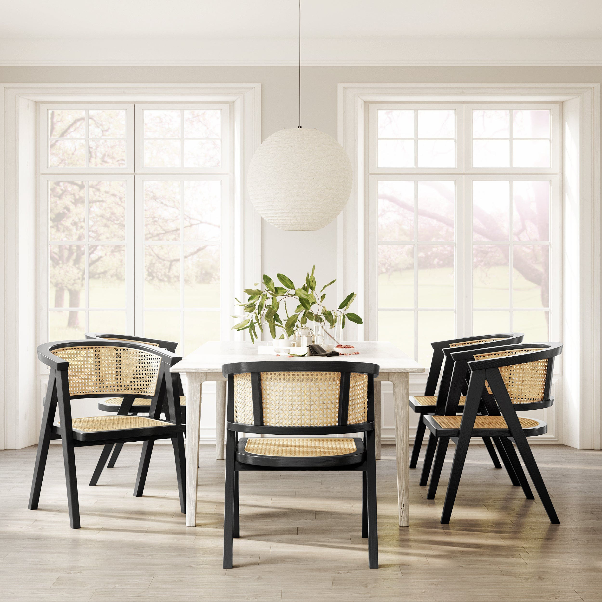 Bayou Breeze Anvie Single Dining Chair Pre assembled Low Back Rattan Solid Teak Wood Arm Chair Black Wayfair